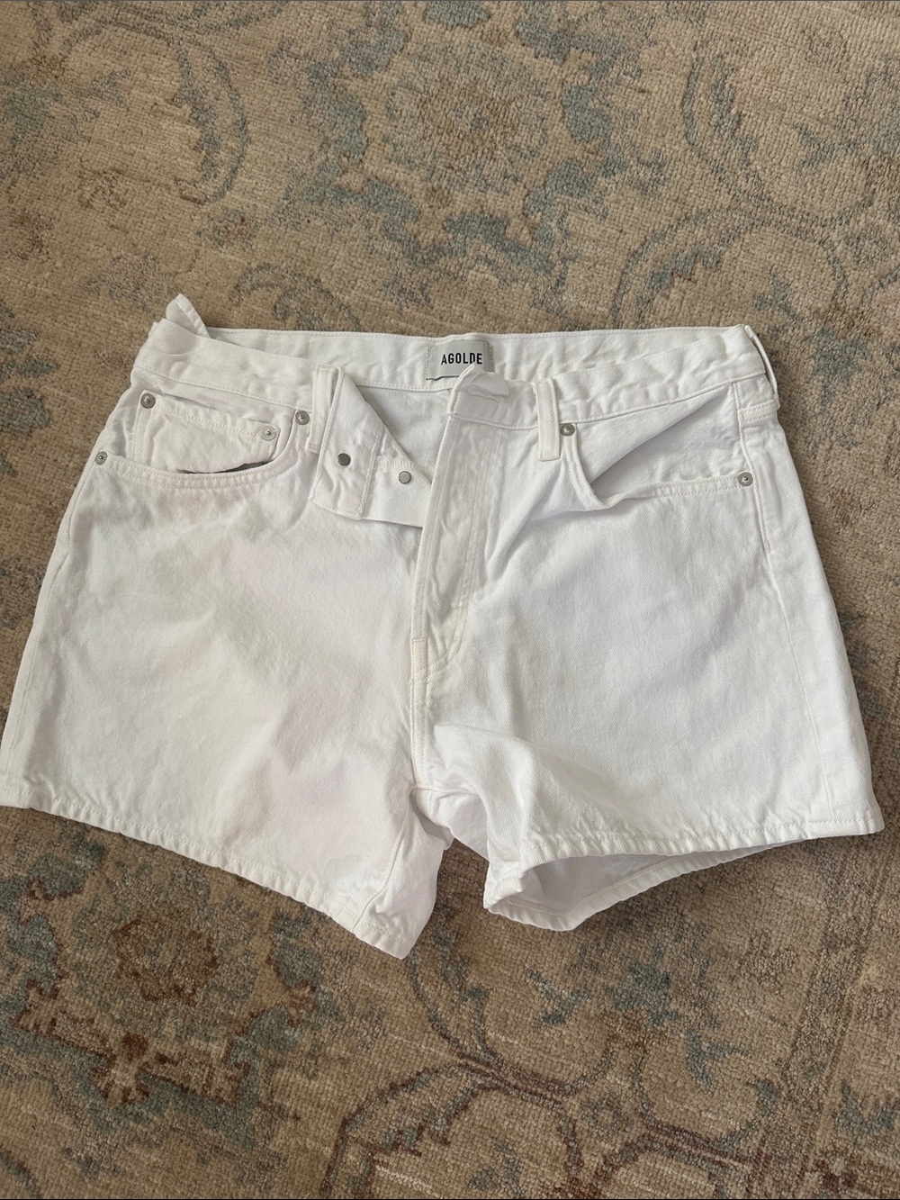 Agolde White High-Rise Denim Shorts